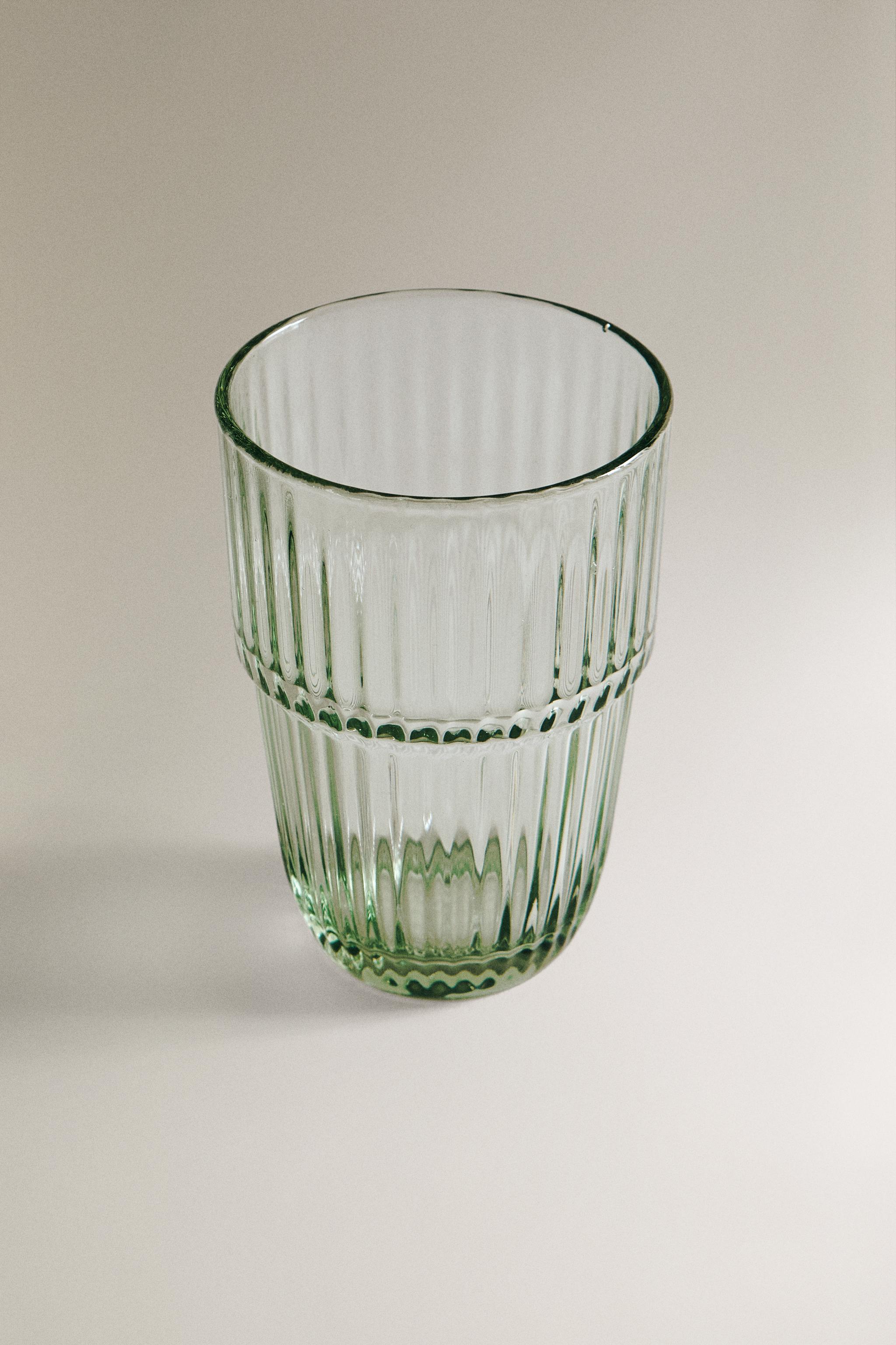 COLORED STRIPED GLASS TUMBLER